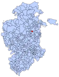 Municipal location of Prádanos de Bureba in Burgos province