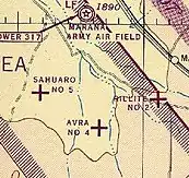 1945 Phoenix Sectional Chart showing Marana Army Air Field and Marana Auxiliary Army Airfield No. 2, No. 4, No. 5