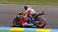 Marc Márquez riding his Repsol Honda RC213V at the 2014 French Grand Prix.