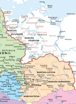 Map of the important tribes and settlements of Veleti, around year 1000.