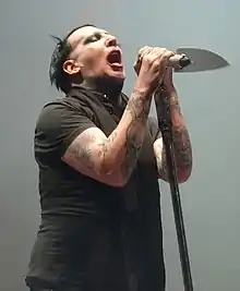 Manson performing in 2017