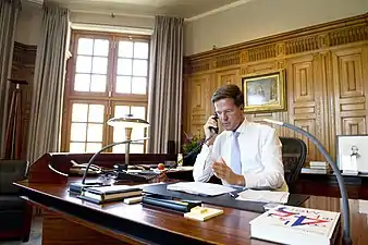 Interior  Mark Rutte at his desk in 2012