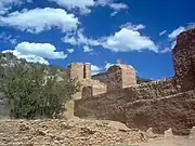 Ruins of Gisewa Pueblo and San José de los Jemez Mission Church.