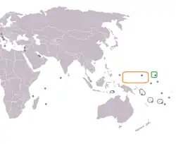 Map indicating locations of Marshall Islands and Micronesia