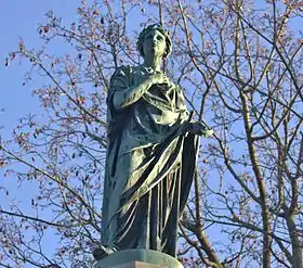 Statue atop Marshall Jewell monument, Cedar Hill Cemetery, Hartford, CT.