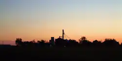 Looking southwest toward town at dusk