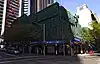 Picture of Martin Place station under construction from street level.