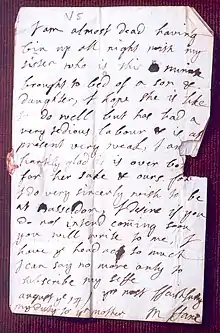 Letter from Mary, Lady Fane, to her husband.