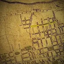 Map clipping of Marylebone from around 1770 before Devonshire Street had been laid out