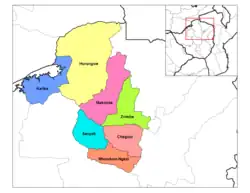 Zvimba District (light green) in Mashonaland West Province