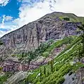 Detail of lower southwest cliffs of Ajax Peak