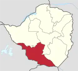 Location of Matabeleland South in Zimbabwe