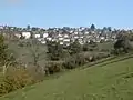 The town of Mauriac viewed from the lac du Val St Jean.