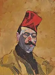 1918 self-portrait in Algerian dress.