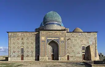 Mausoleum of Khoja Ahmed Yasawi in Hazrat-e Turkestan, Kazakhstan. Timurid architecture consisted of Persian art.