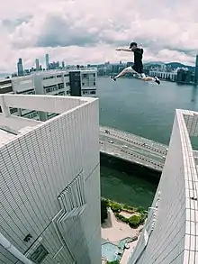 Max Cave performing a jump in Hong Kong (2016)