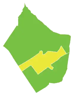 Map of Mayadin District within Deir ez-Zor Governorate shown in Yellow color