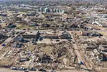 Image 2Aerial view of EF4 damage in Mayfield the day after the tornado (from 2021 Western Kentucky tornado)