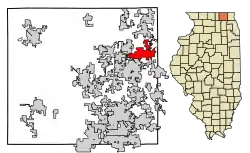 Location of Johnsburg in McHenry County, Illinois.