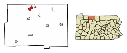 Location of Bradford in McKean County, Pennsylvania.