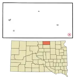 Location in McPherson County and the state of South Dakota