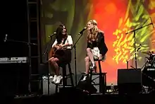 Megan and Liz performing at VidCon 2012 at the Anaheim Convention Center in Anaheim, California