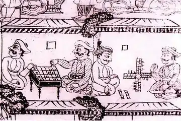 Image 24 Men Playing Board Games, from The Sougandhika Parinaya Manuscript (from Board game)