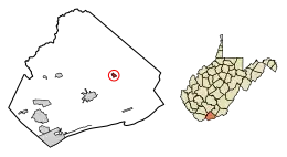 Location of Athens in Mercer County, West Virginia.