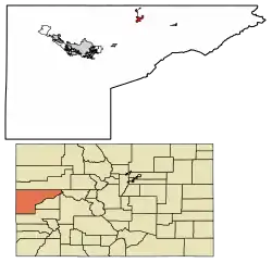 Location of the Town of De Beque in  Mesa County, Colorado.