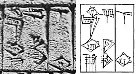 Mesilim Lugal Kish-ki (𒈨𒁲 𒈗 𒆧𒆠), "Mesilim, King of Kish", on the "Net Cylinder" of Entemena