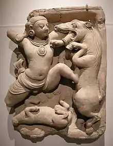 Krishna killing the horse-demon Keshi, c. 5th century CE. Metropolitan Museum of Art