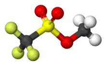 Ball-and-stick model of methyl triflate