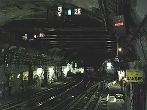 Separation of the tracks north of the station.