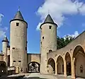 Twin towers at the German's Gate, bridge castle in Metz.