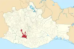 Location of the municipality in Oaxaca