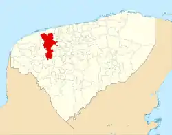 Location of the municipality in Yucatan