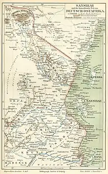 Historical map of the German East African coast, 1888