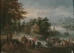 River with people and cattle