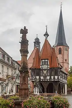 Market square with town hall and fountain