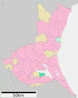 Location of Miho in Ibaraki Prefecture