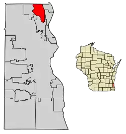 Location of River Hills in Milwaukee County, Wisconsin.