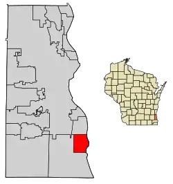 Location of South Milwaukee in Milwaukee County, Wisconsin.