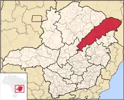 Location of the Mesoregion of Jequitinhonha