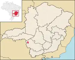 Location of Cássia within the state of Minas Gerais