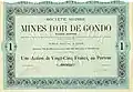 Share certificate for 25 Swiss Francs of Société Suisse des Mines d'Or de Gondo SA from 14. September 1895