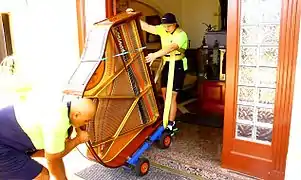 Trolley used to carry a baby grand piano over steps