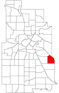 Location of Cooper within the U.S. city of Minneapolis