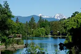 Summer view of Mirror Pond from The Emblem Club