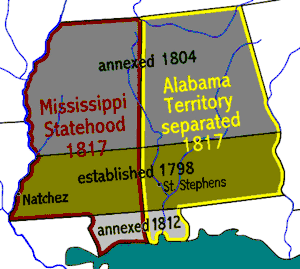 Image 7Mississippi Territory changes 1798–1817. (from History of Alabama)