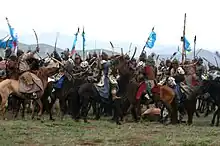 A mock Mongol Empire-era battle conducted by the Mongolian Ground Force during Khaan Quest 2007